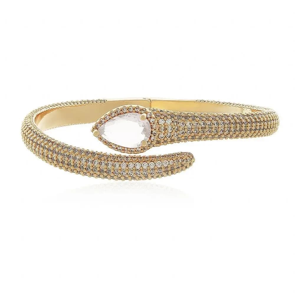 BRACELETE LUXO SERPENTE CRAVEJADA DETALHE CABEÇA