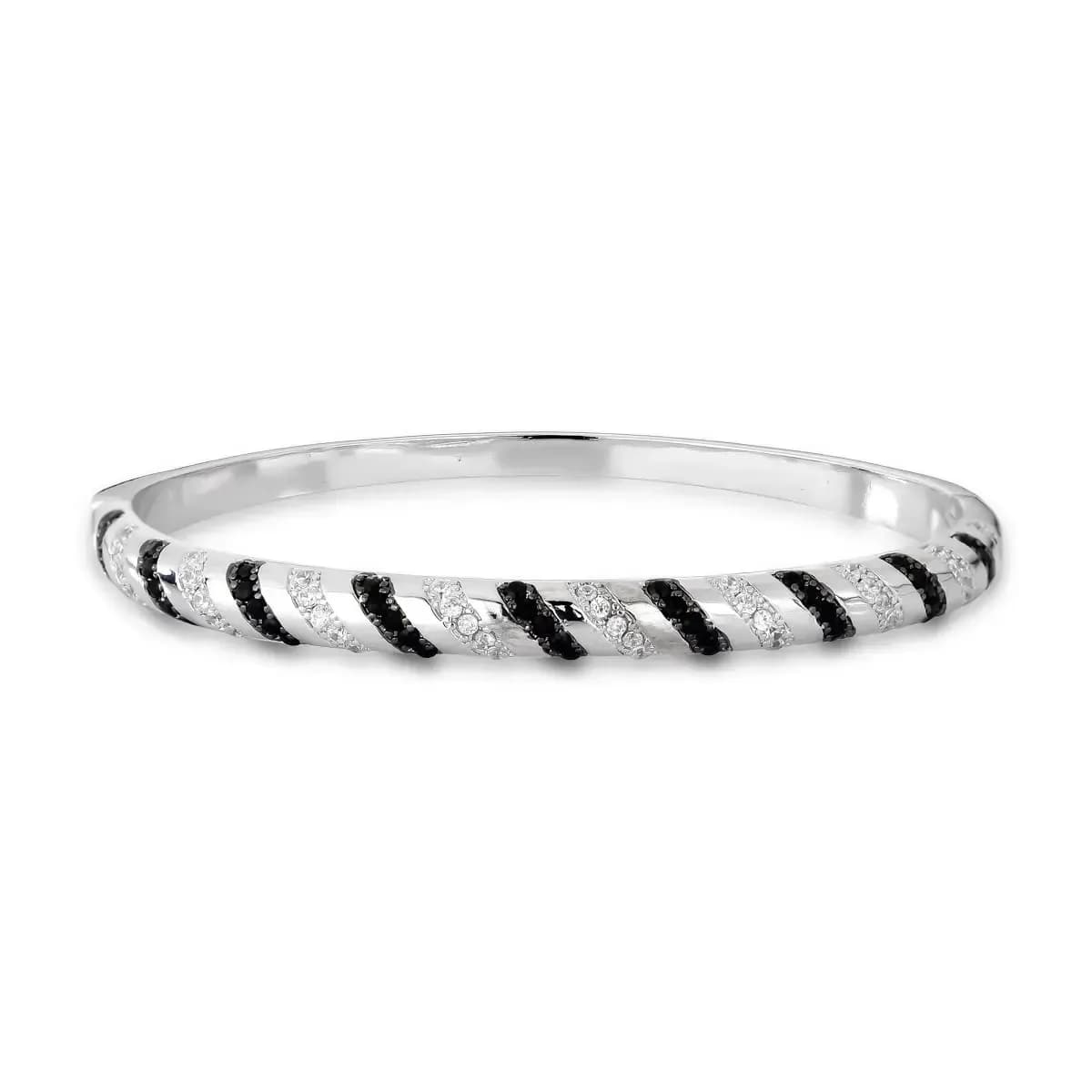 BRACELETE CRAVEJADO ZEBRADO TORCIDO COM ZIRCÔNIAS