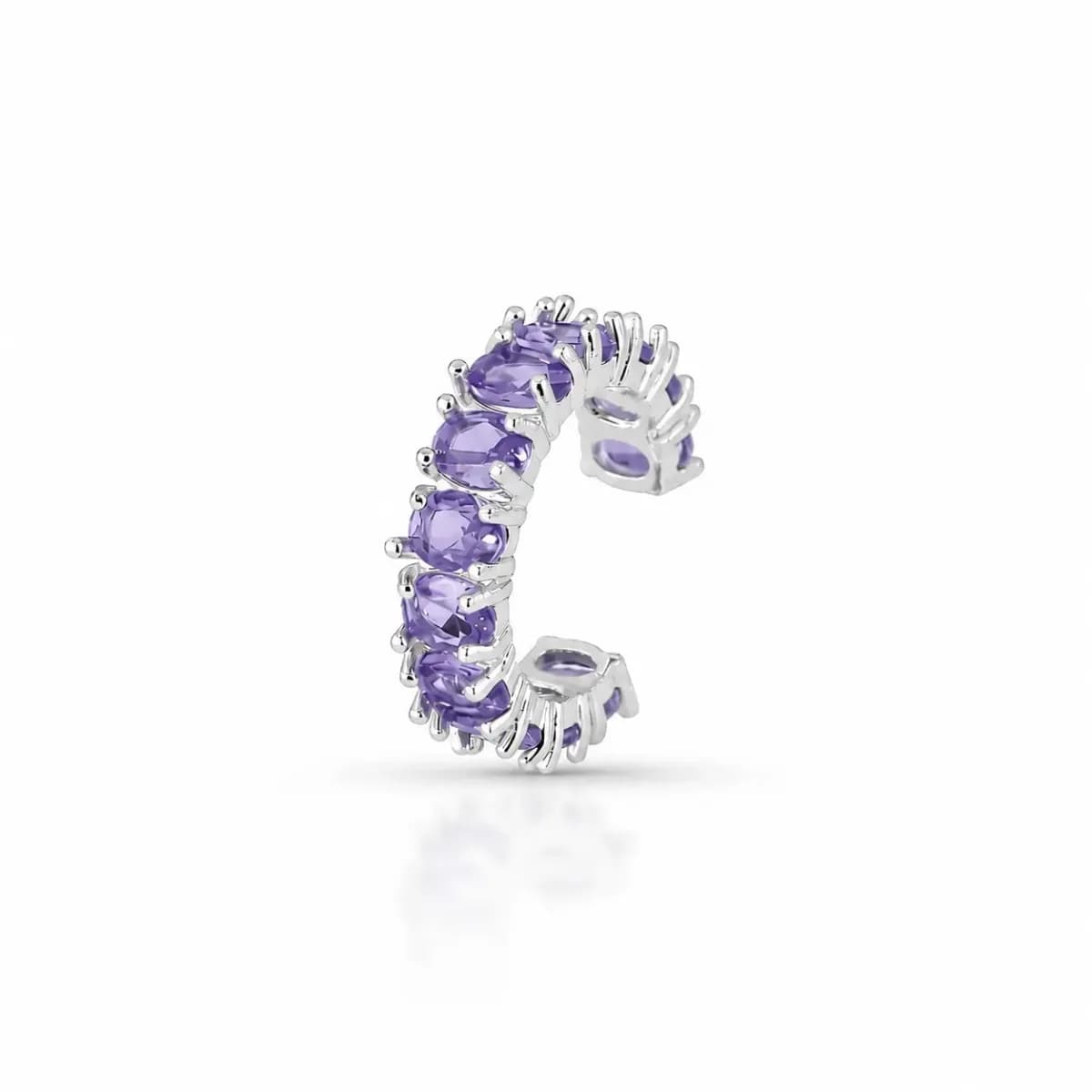 PIERCING FAKE LUX CRAVEJADO COM ZIRCÔNIAS — Ban. Ródio Branco / Tanzanita