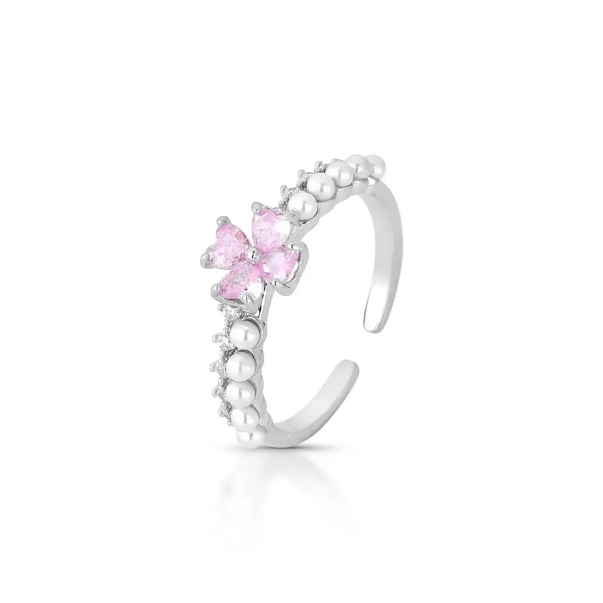 ANEL DELICADO CLOVER MINI PÉROLA SHELL - AJUSTÁVEL