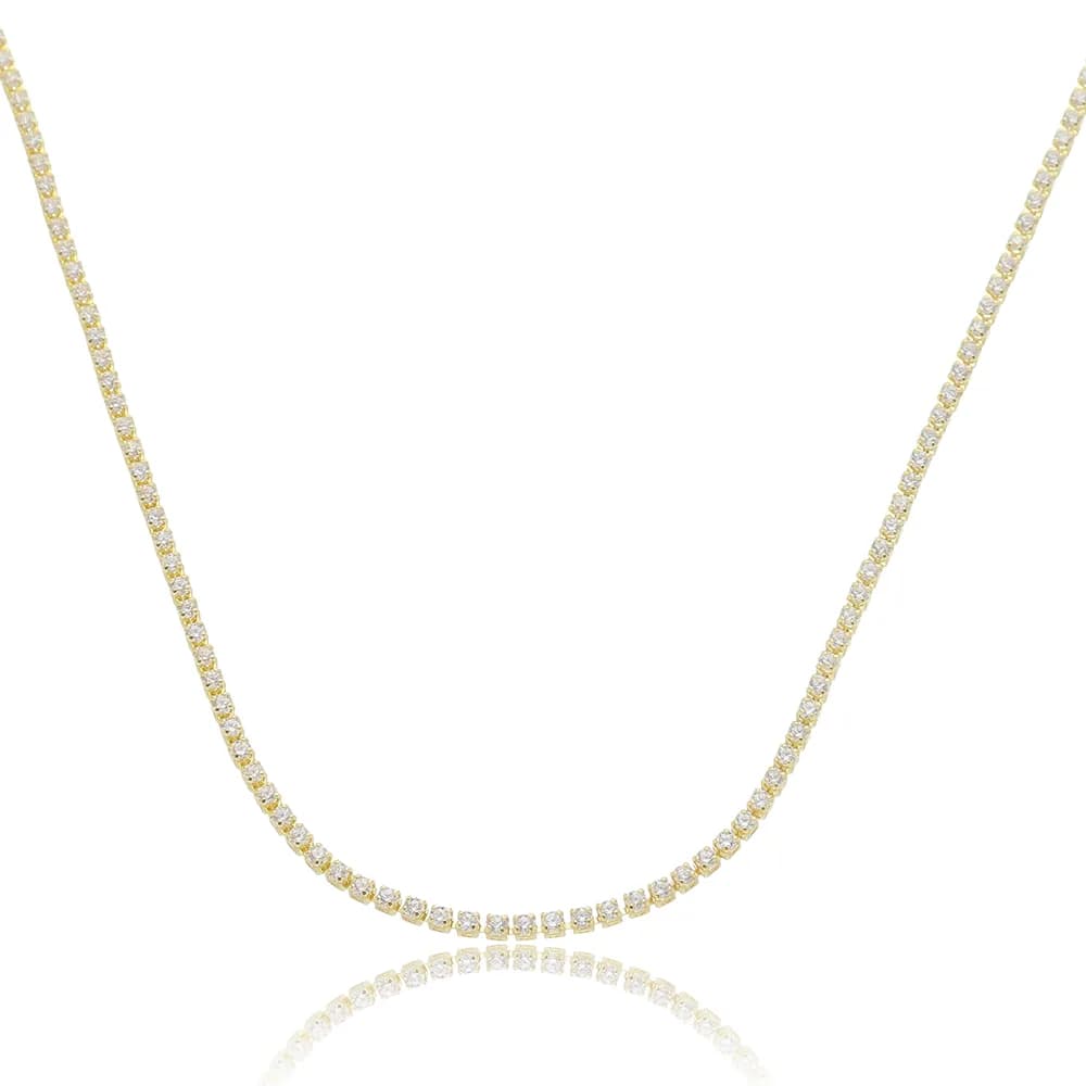 Colar 1MM Riviera 60cm Semijoia Ouro 18K