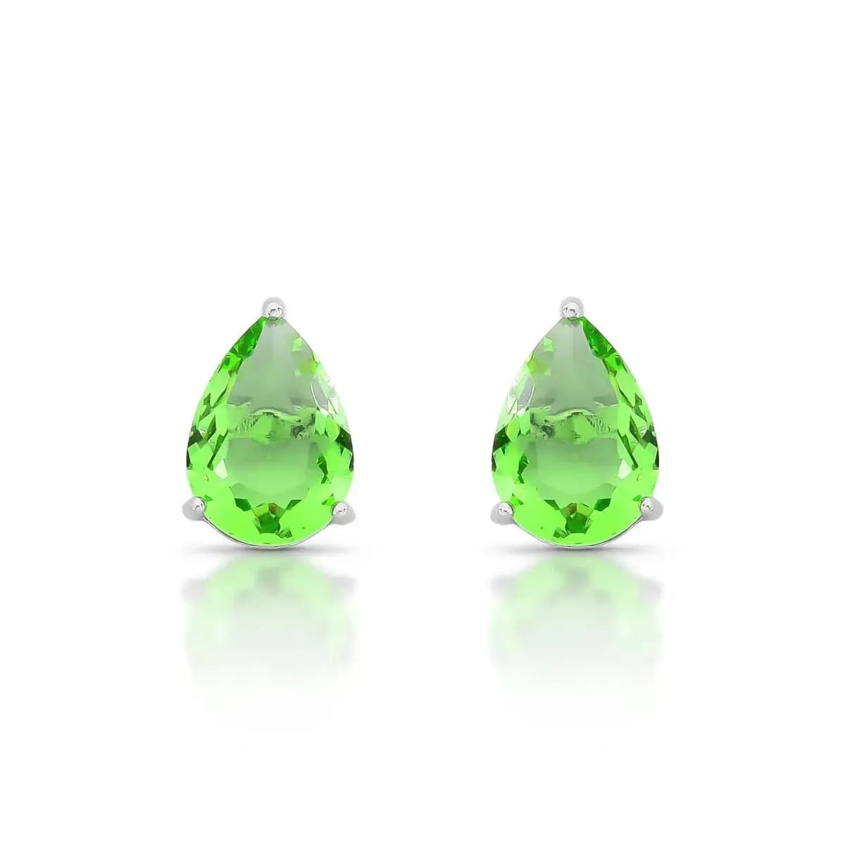 BRINCO GEMA GOTA GRANDE  — Ban. Ródio Branco / Verde claro