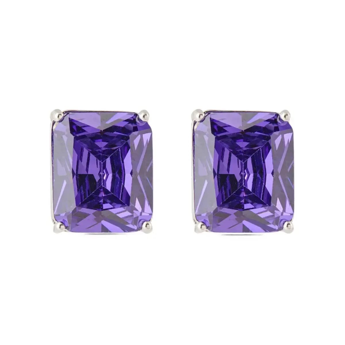 BRINCO GEMA CRISTAL SWAROVSKI- PINO EM PRATA 925 — Ban. Ródio Branco / Violeta