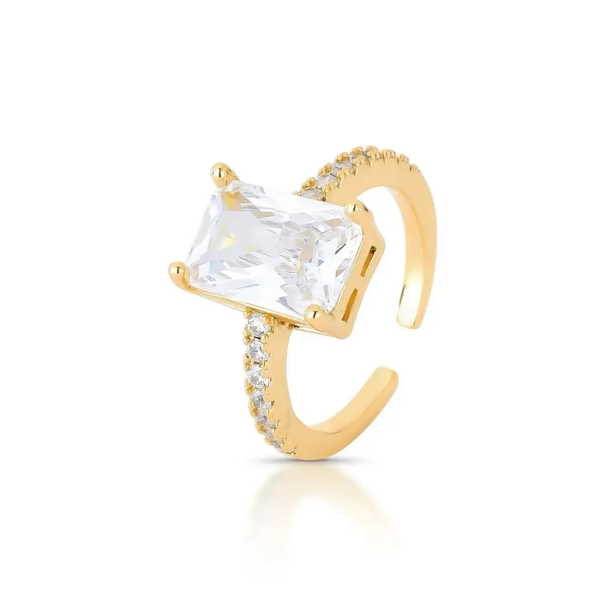 ANEL SOLITÁRIO VERSAILLES RETANGULAR CRISTAL SWAROVSKI-AJUSTÁVEL