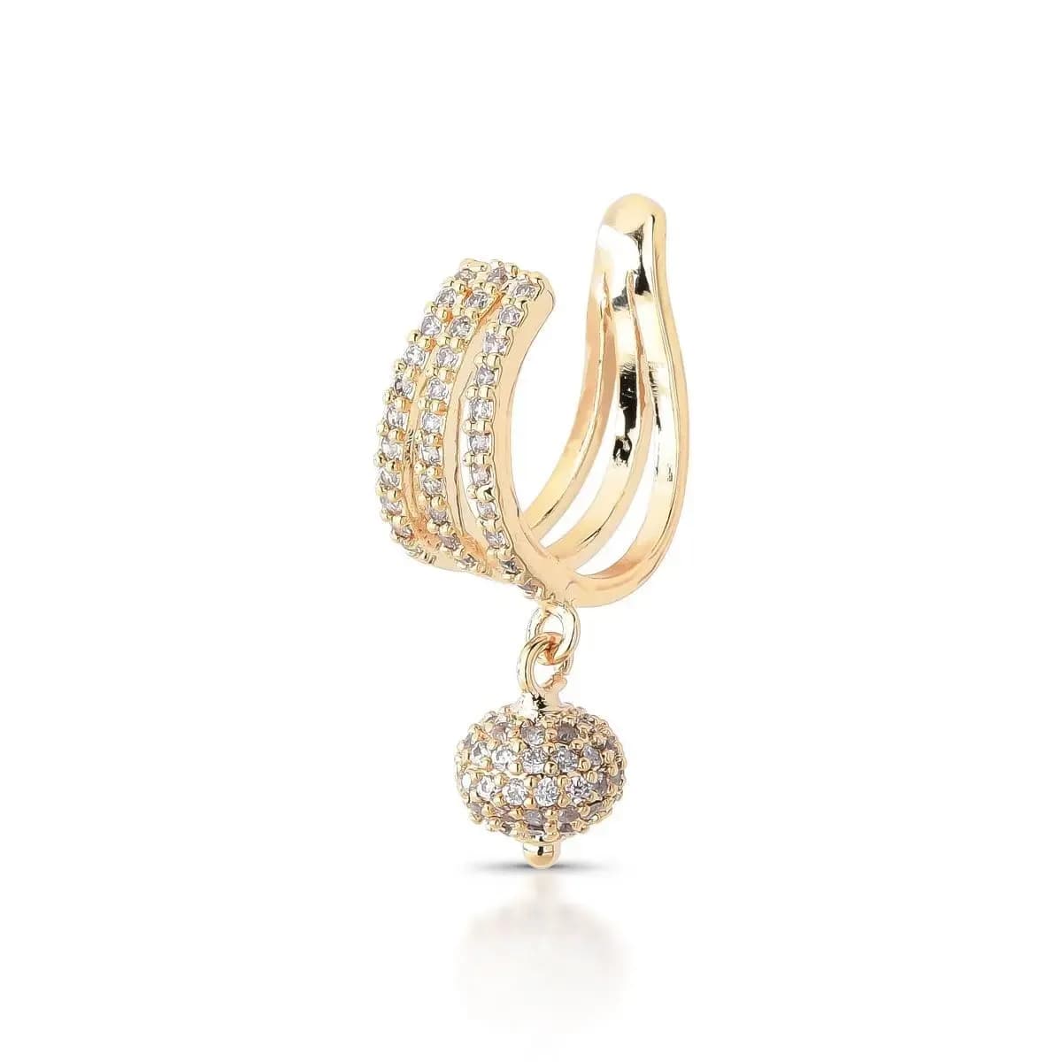 PIERCING FAKE BALL PÊNDULO CRAVEJADO COM ZIRCÔNIAS