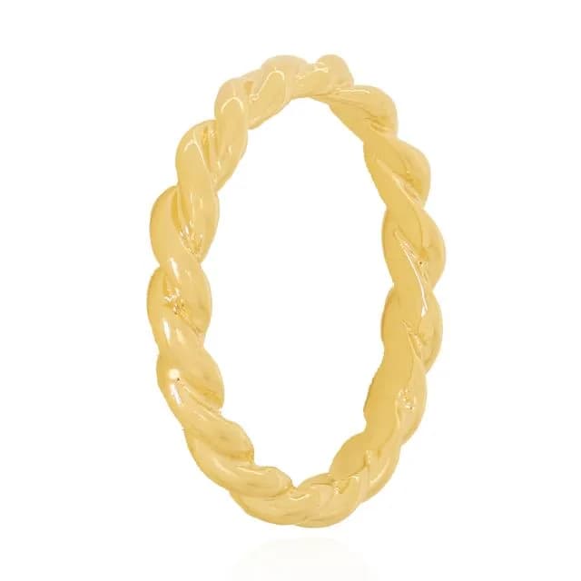 Anel Torcido Liso Semijoia Ouro 18K