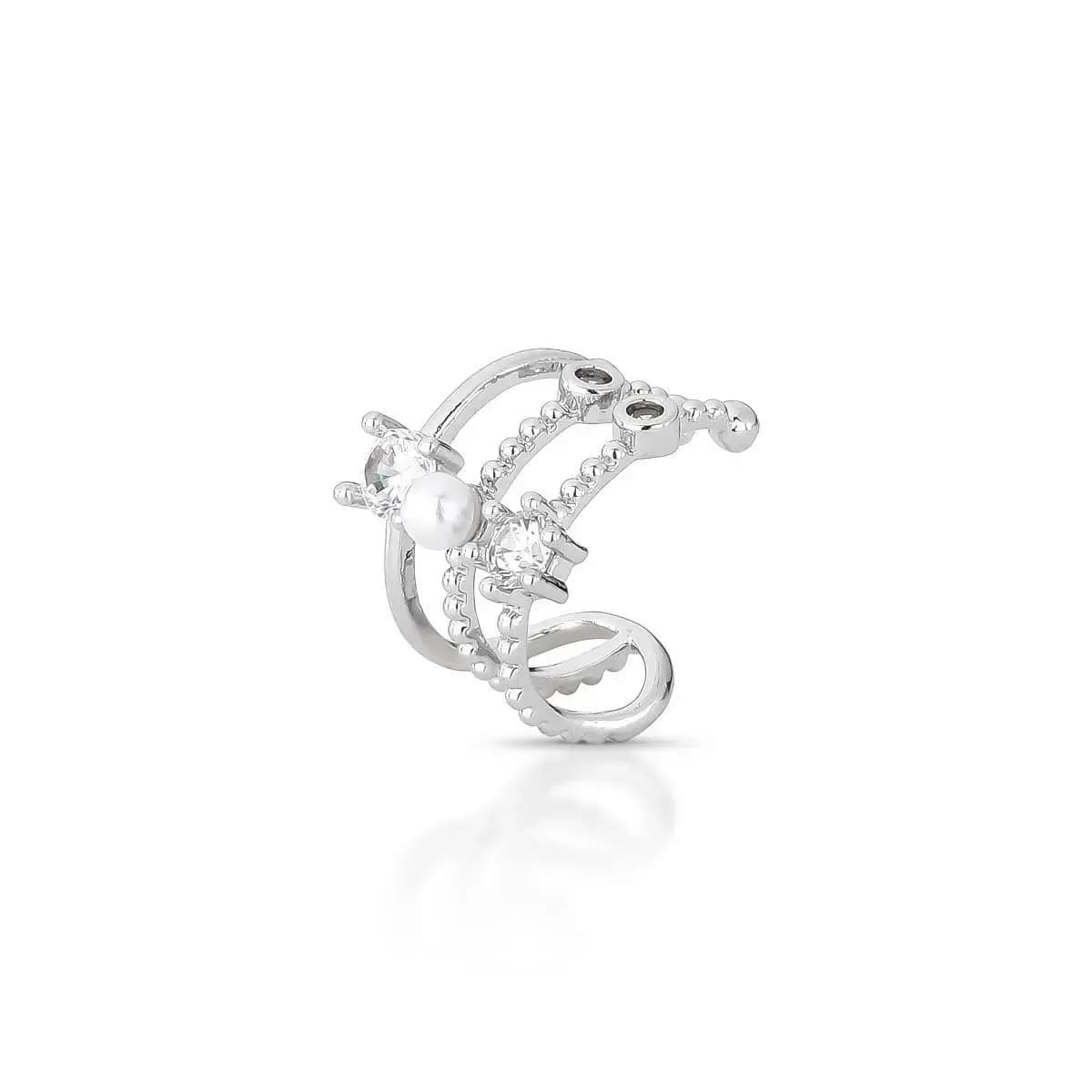 PIERCING FAKE TRIPLO SHINE COM ZIRCÔNIAS E MINI PÉROLA SHELL