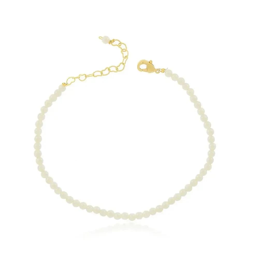 PULSEIRA PÉROLA SHELL — Ban. Dourado / Branco