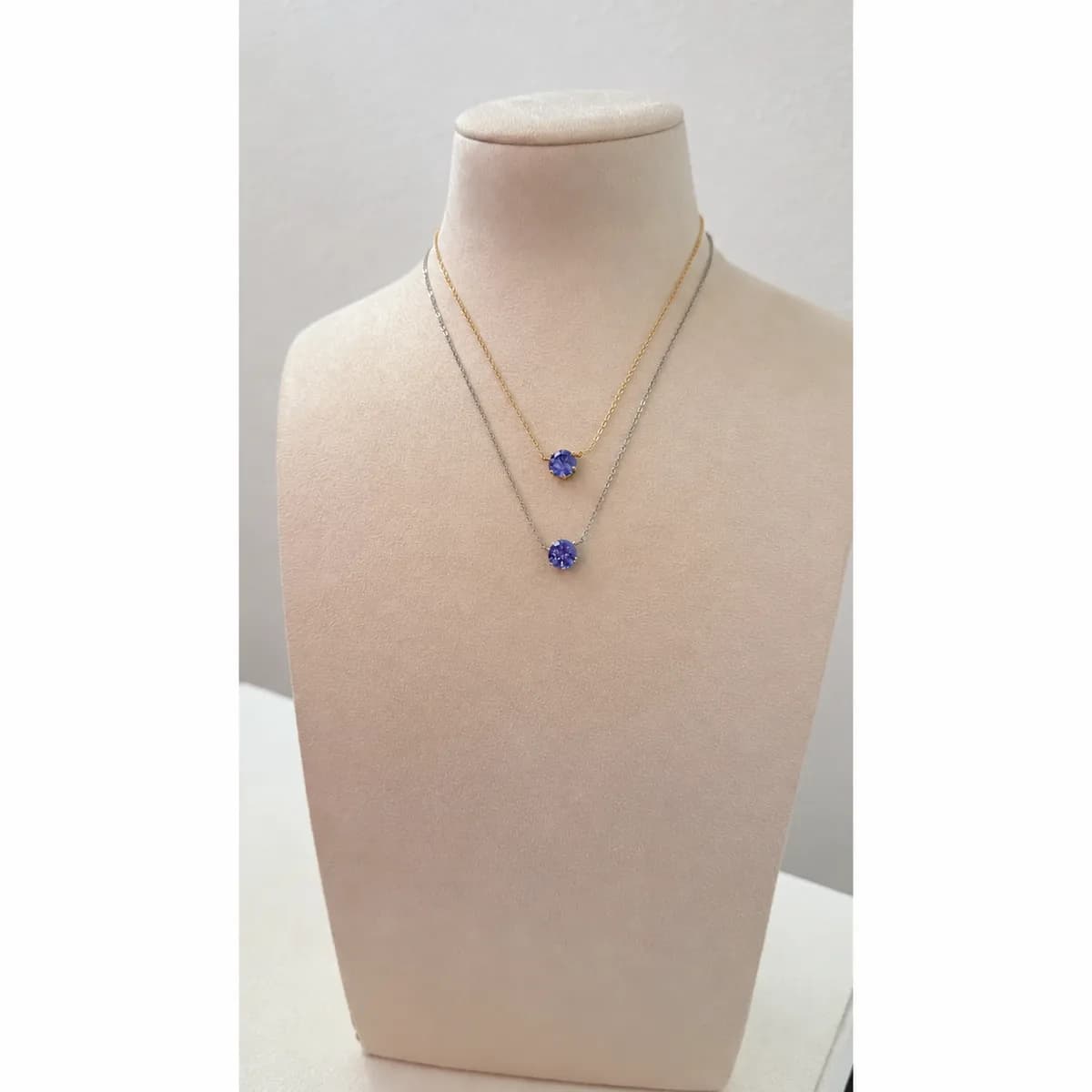 Colar Ponto de Luz Tanzanita com Zircônia – 6 Garras e Ródio Branco