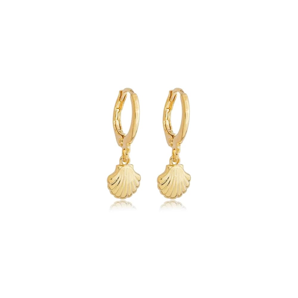 Brinco Argola Concha Pequena Semijoia Ouro 18K
