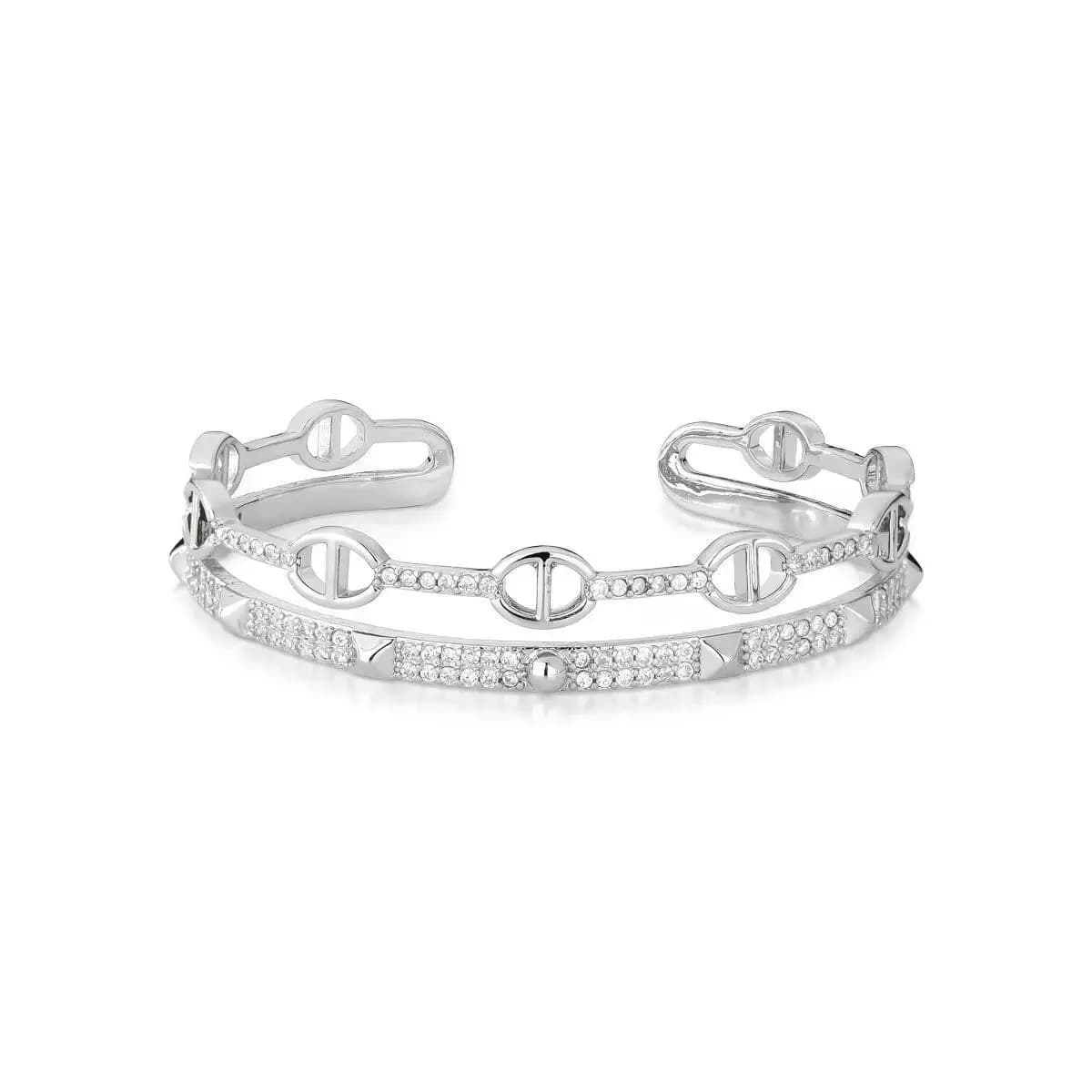 BRACELETE DUAL ELO CRAVEJADO NO CRISTAL