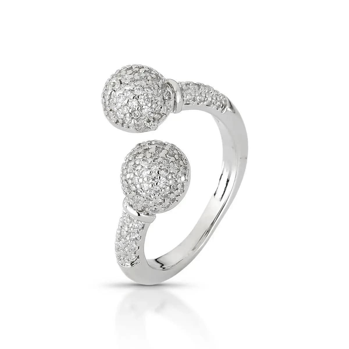 ANEL DUO ESFERAS CRAVEJADAS - AJUSTÁVEL