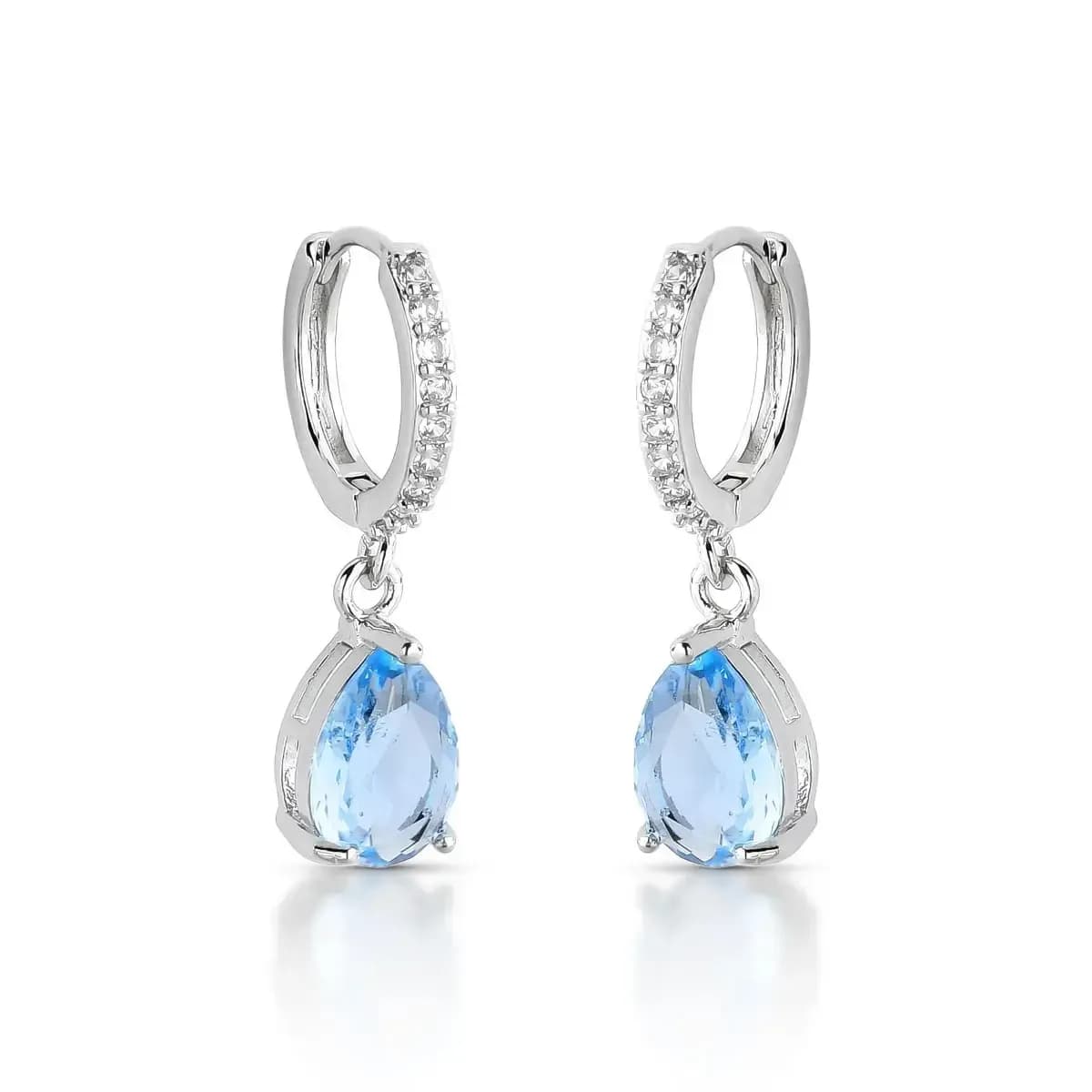 BRINCO ARGOLA CLICK PÊNDULO GEMA GOTA PEQUENA