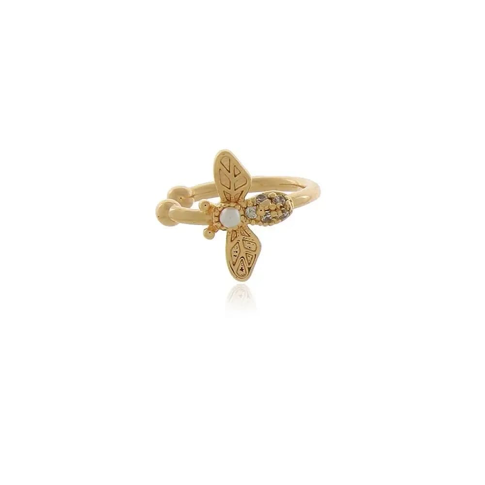 PIERCING FAKE VESPINHA COM DETALHE DE MINI PÉROLA BANHADO EM OURO