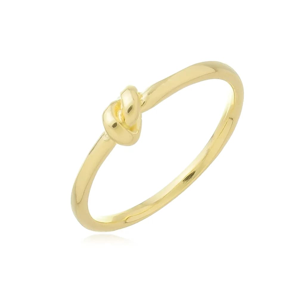 Anel Liso com Nó no Centro Semijoia Ouro 18K