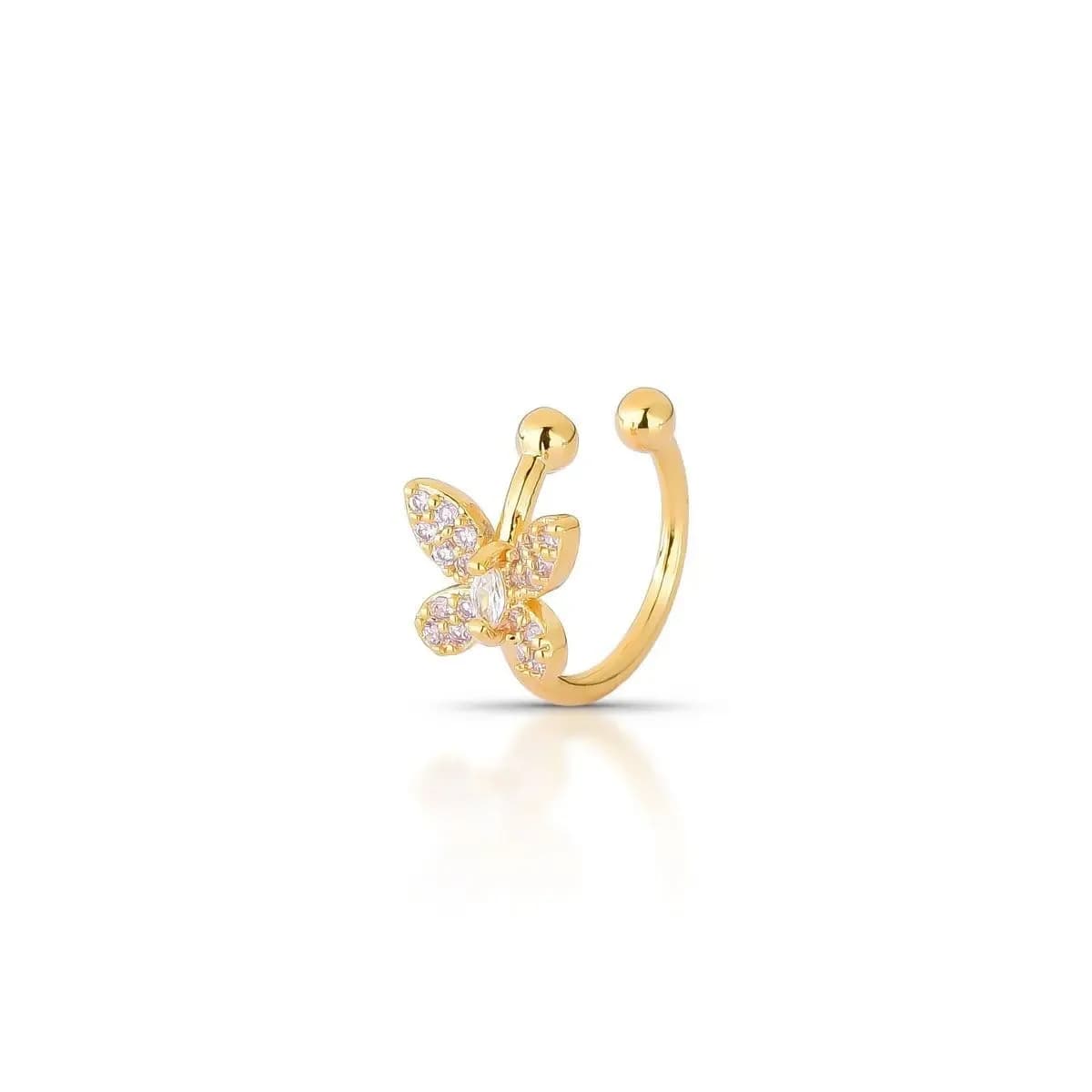 PIERCING FAKE BUTTERFLY CRAVEJADA COM MICRO ZIRCÔNIAS