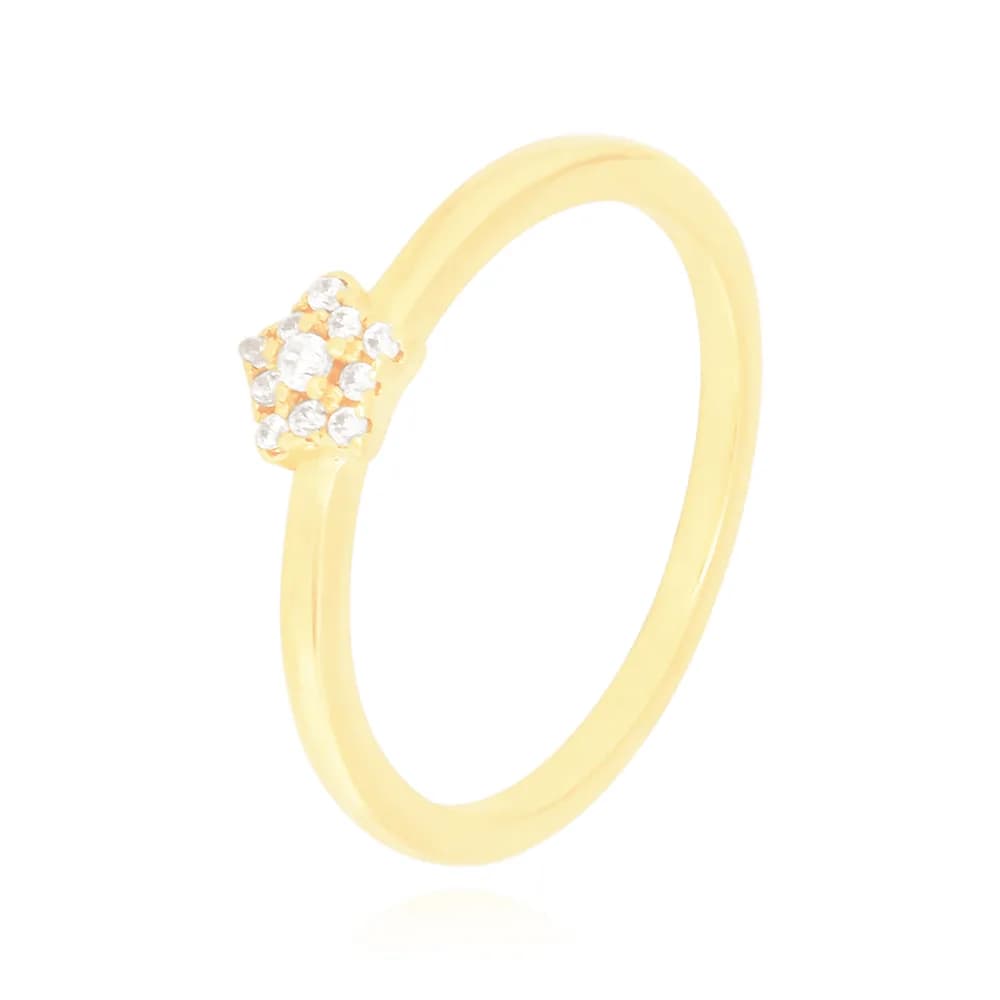 Anel Estrela Cravejada com Micro Zircônias Semijoia Ouro 18K