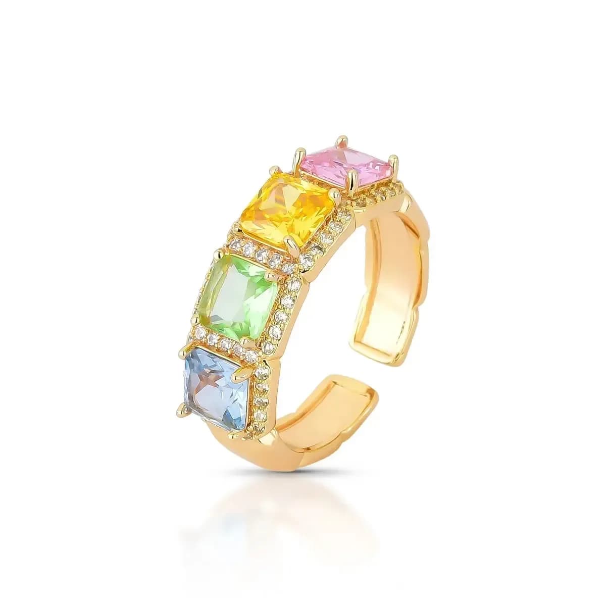 ANEL CANDY STONES CRAVEJADO COM ZIRCÔNIAS - AJUSTÁVEL