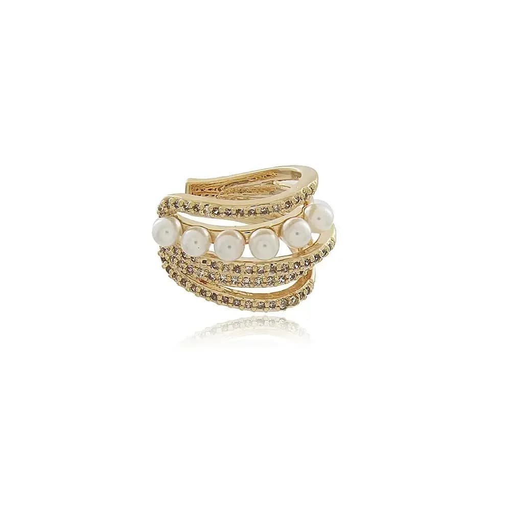 PIERCING FAKE ELOS CRAVEJADOS MICRO ZIRCÔNIAS E DETALHES EM PÉROLA SHELL