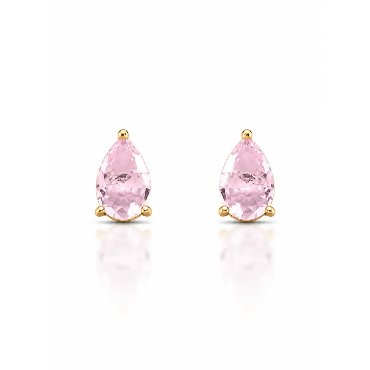 BRINCO GEMA GOTA MÉDIA  — Ban. Dourado / Rosa claro