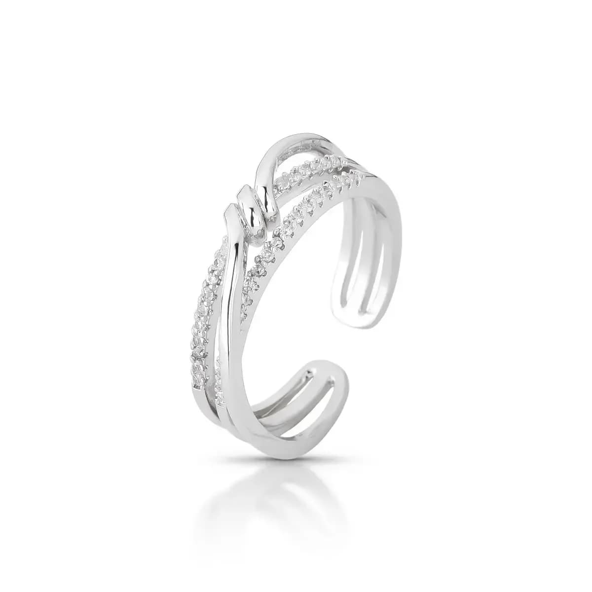 ANEL WIRE TWIST CRAVEJADO COM ZIRCÔNIAS - AJUSTÁVEL