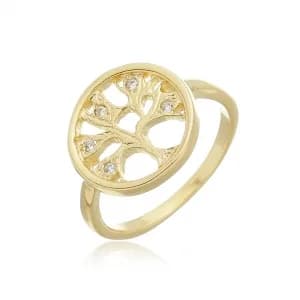 Anel Árvore da Vida com Micro Zircônias Semijoia Ouro 18K