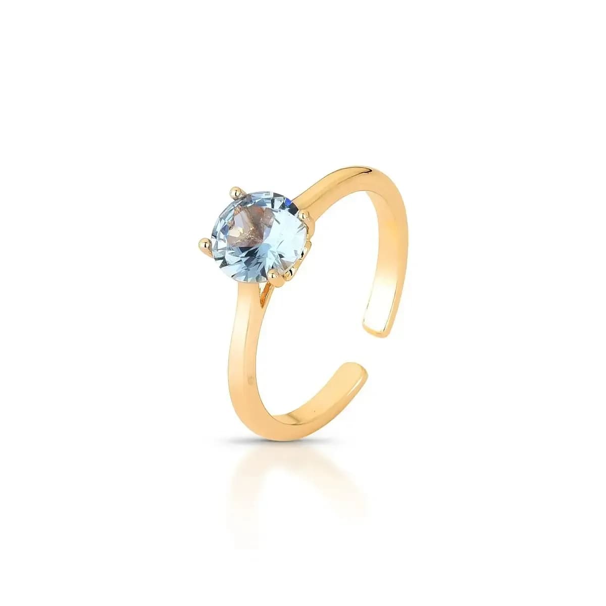 ANEL SOLITÁRIO ZIRCÔNIA 6MM QUATRO GARRAS FLAT - AJUSTÁVEL