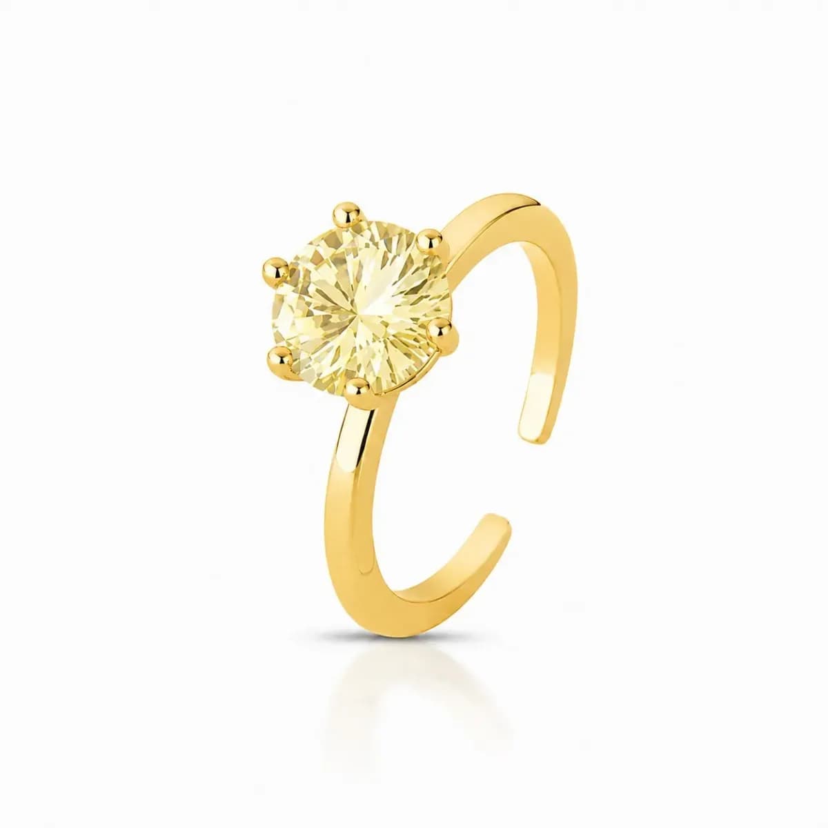 ANEL SOLITÁRIO PRINCESS  — Ban. Dourado / Regulável / Yellow Fancy