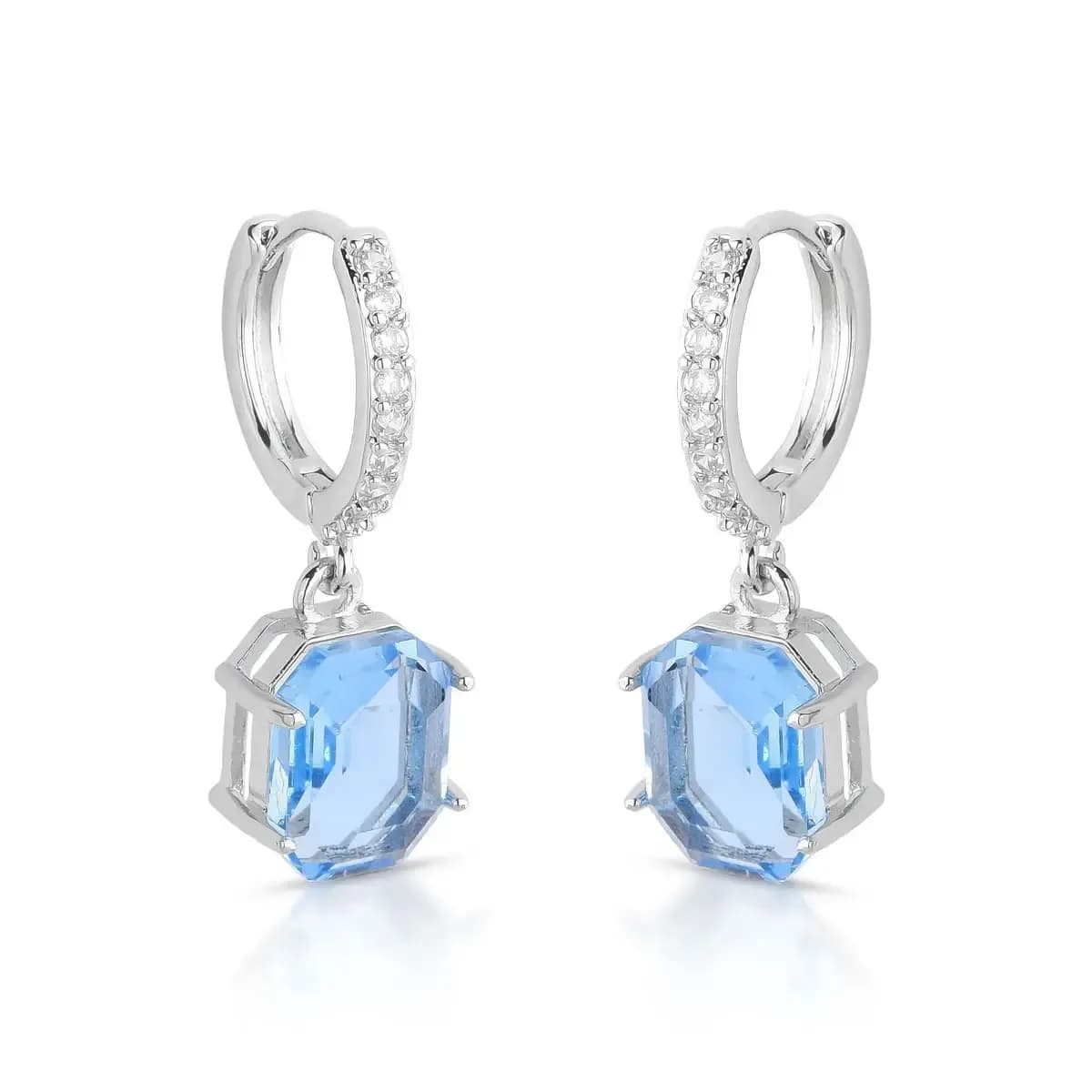 BRINCO ARGOLA CLICK PÊNDULO OCTAGONAL CRAVEJADO