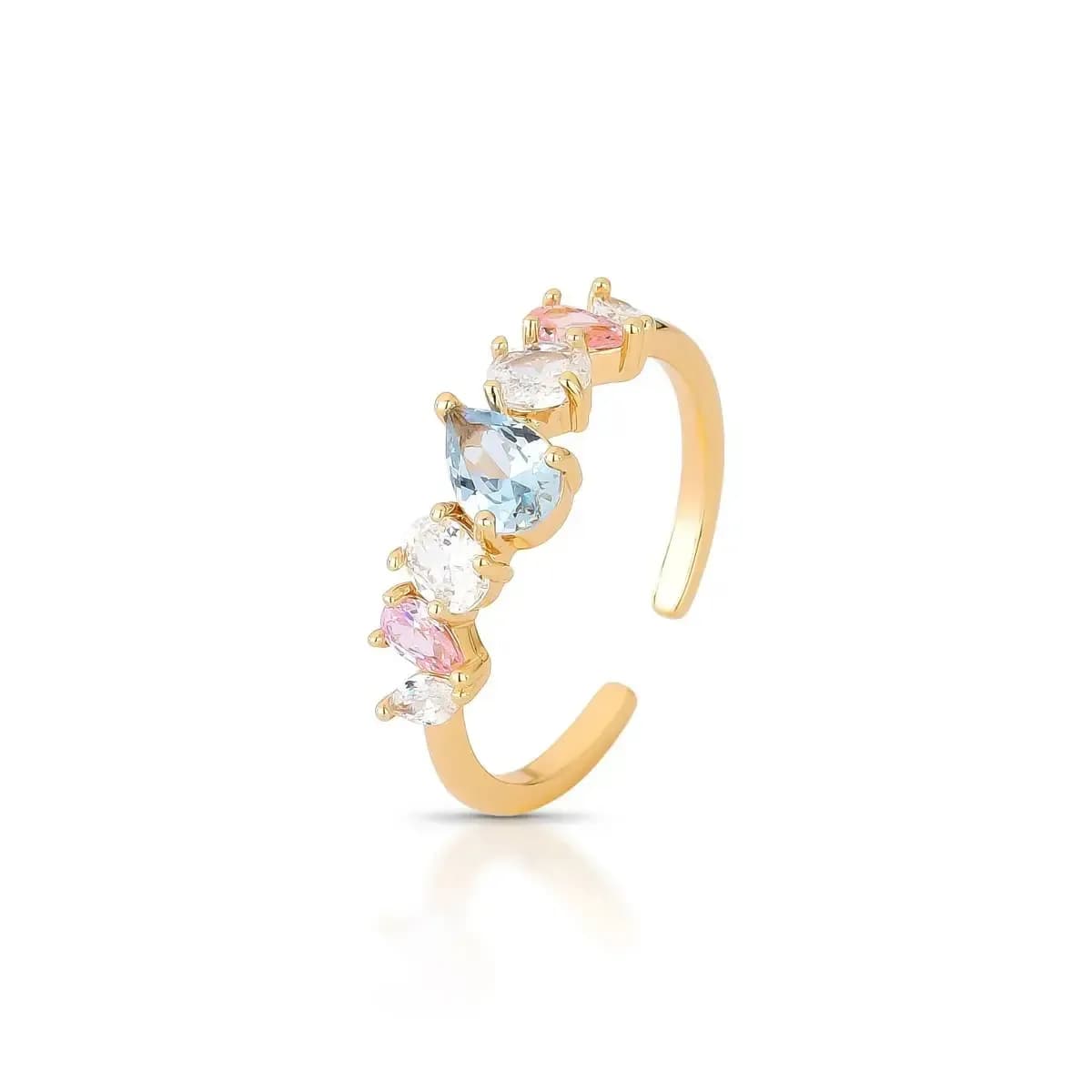 ANEL SHAPES LINE CRAVEJADO COM ZIRCÔNIAS - AJUSTÁVEL