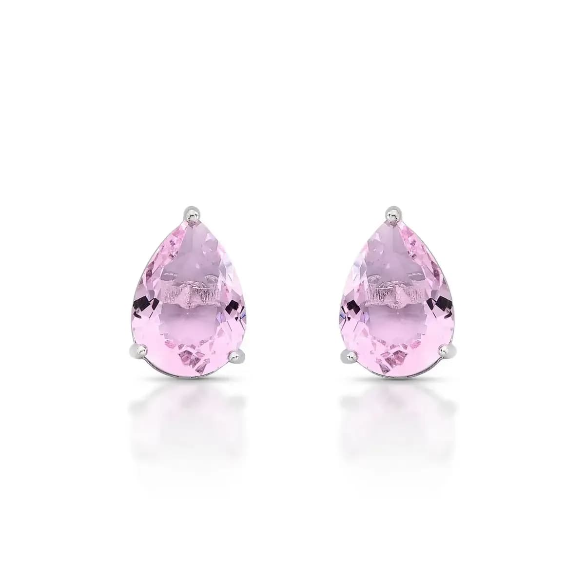 BRINCO GEMA GOTA GRANDE  — Ban. Ródio Branco / Rosa claro
