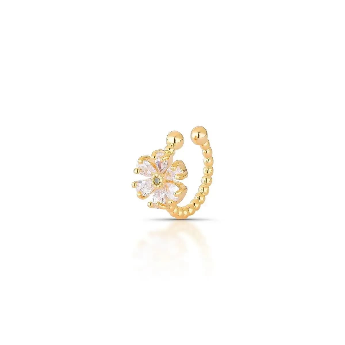 PIERCING FAKE MARGARIDA DELICADA CRAVEJADA COM ZIRCÔNIAS