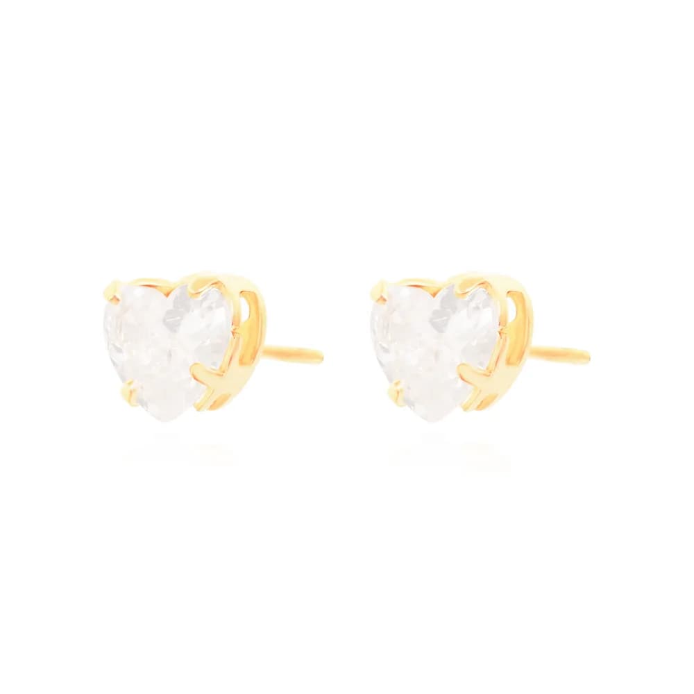 Brinco Ponto de Luz Coração Semijoia Ouro 18K