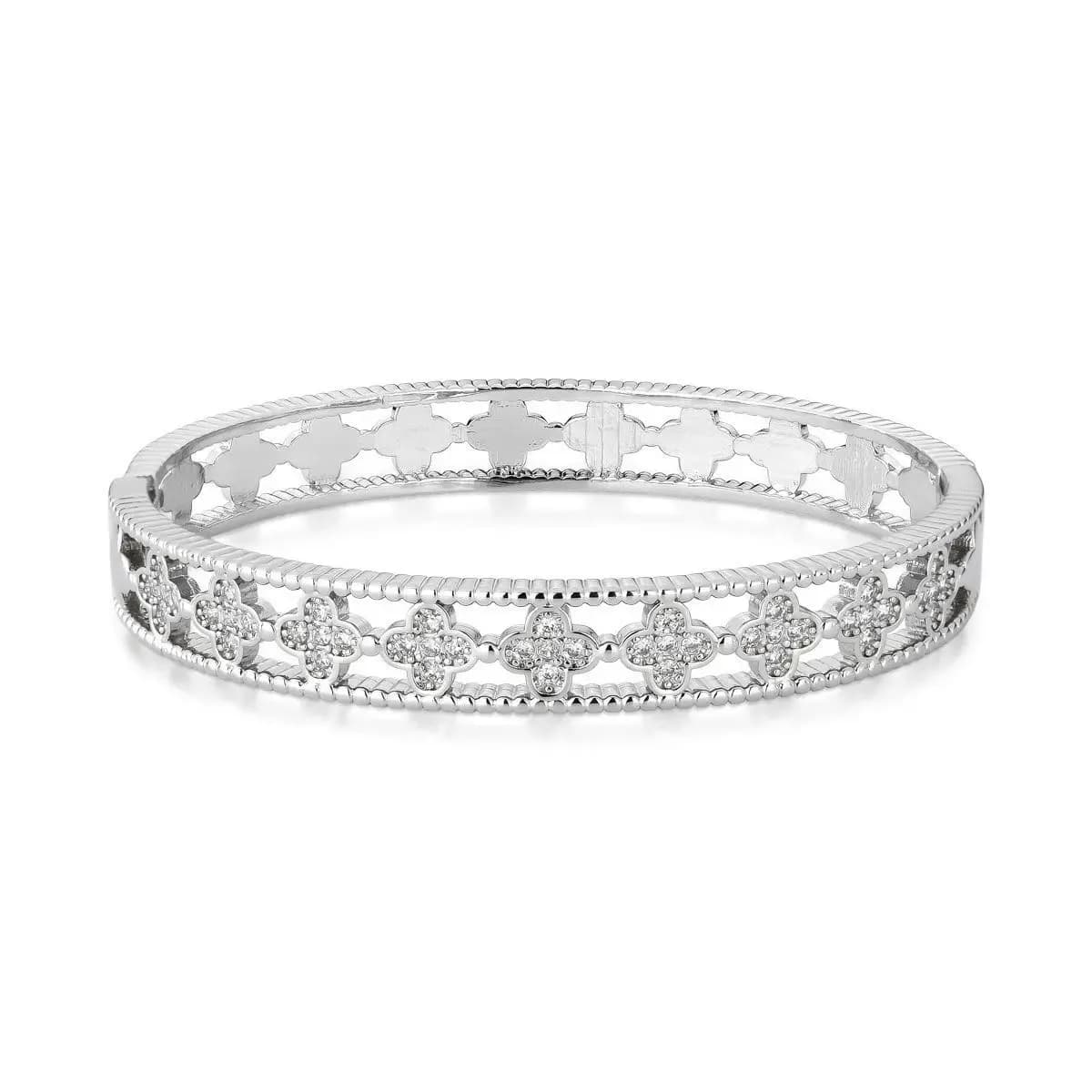 BRACELETE TREVO CRAVEJADO EM ZIRCONIAS CRISTAIS