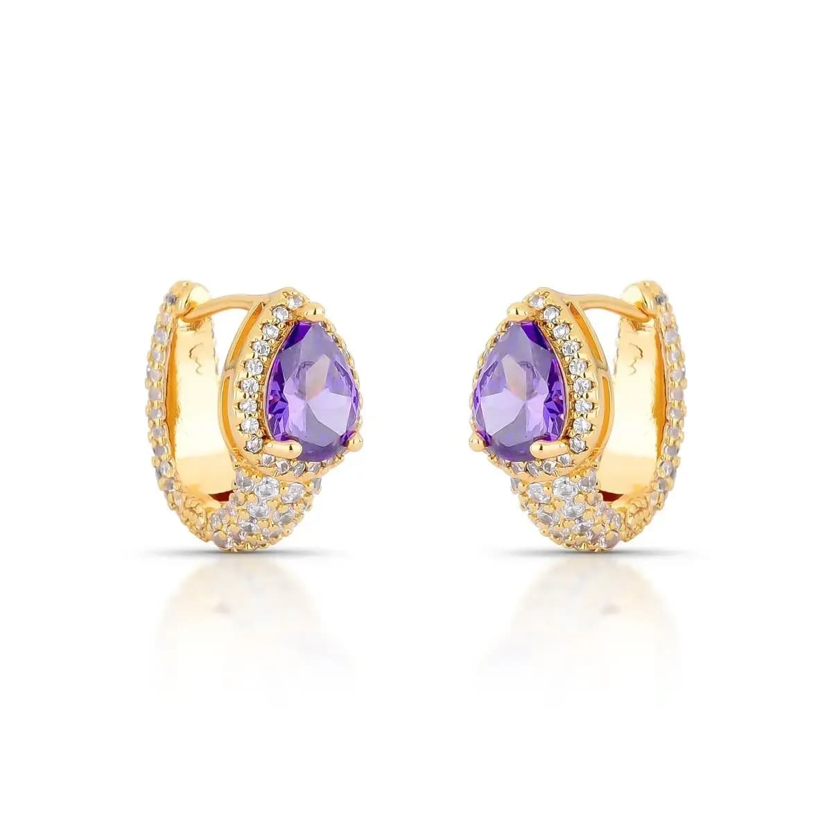 BRINCO ARGOLA ARTICULADA CLICK GOTA  — Ban. Dourado / Violeta