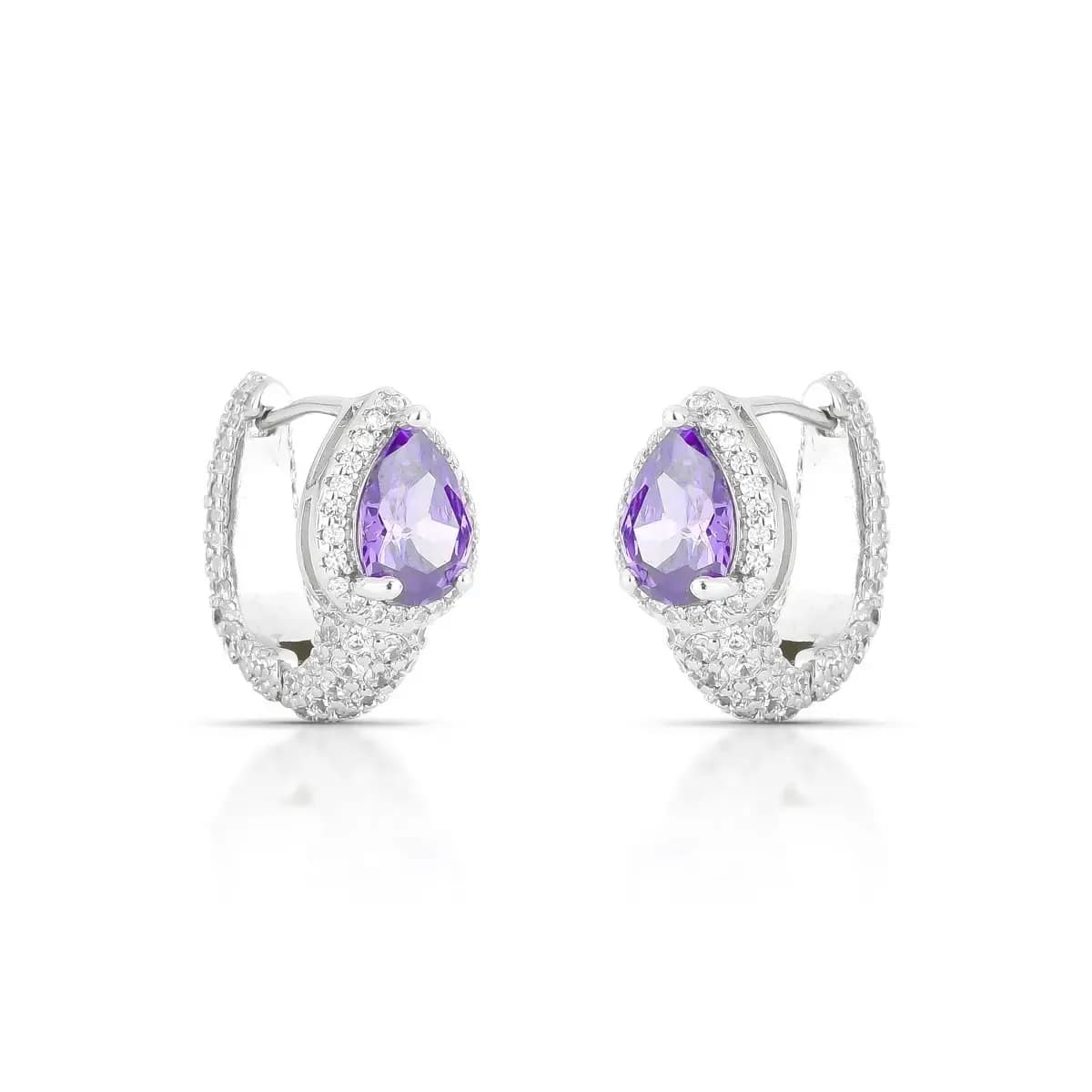 BRINCO ARGOLA ARTICULADA CLICK GOTA  — Ban. Ródio Branco / Violeta