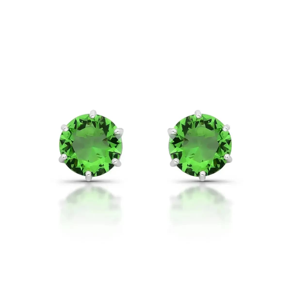 BRINCO PONTO DE LUZ 11MM CRAVAÇÃO SEIS GARRAS — Ban. Ródio Branco / Verde claro