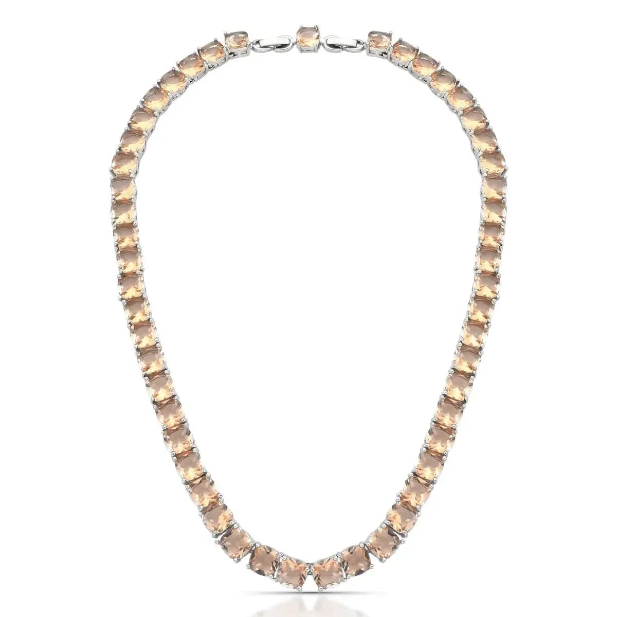 COLAR RIVIERA GEMA 8MM SQUARE — Ban. Ródio Branco / 42 cm / Morganite