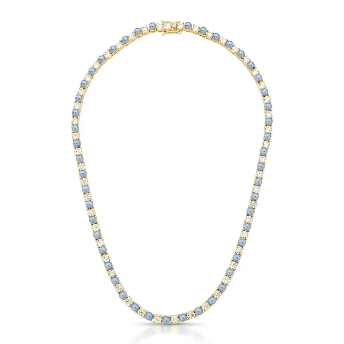 COLAR RIVIERA DUO PÉROLAS SHELL E ZIRCÔNIAS 4MM