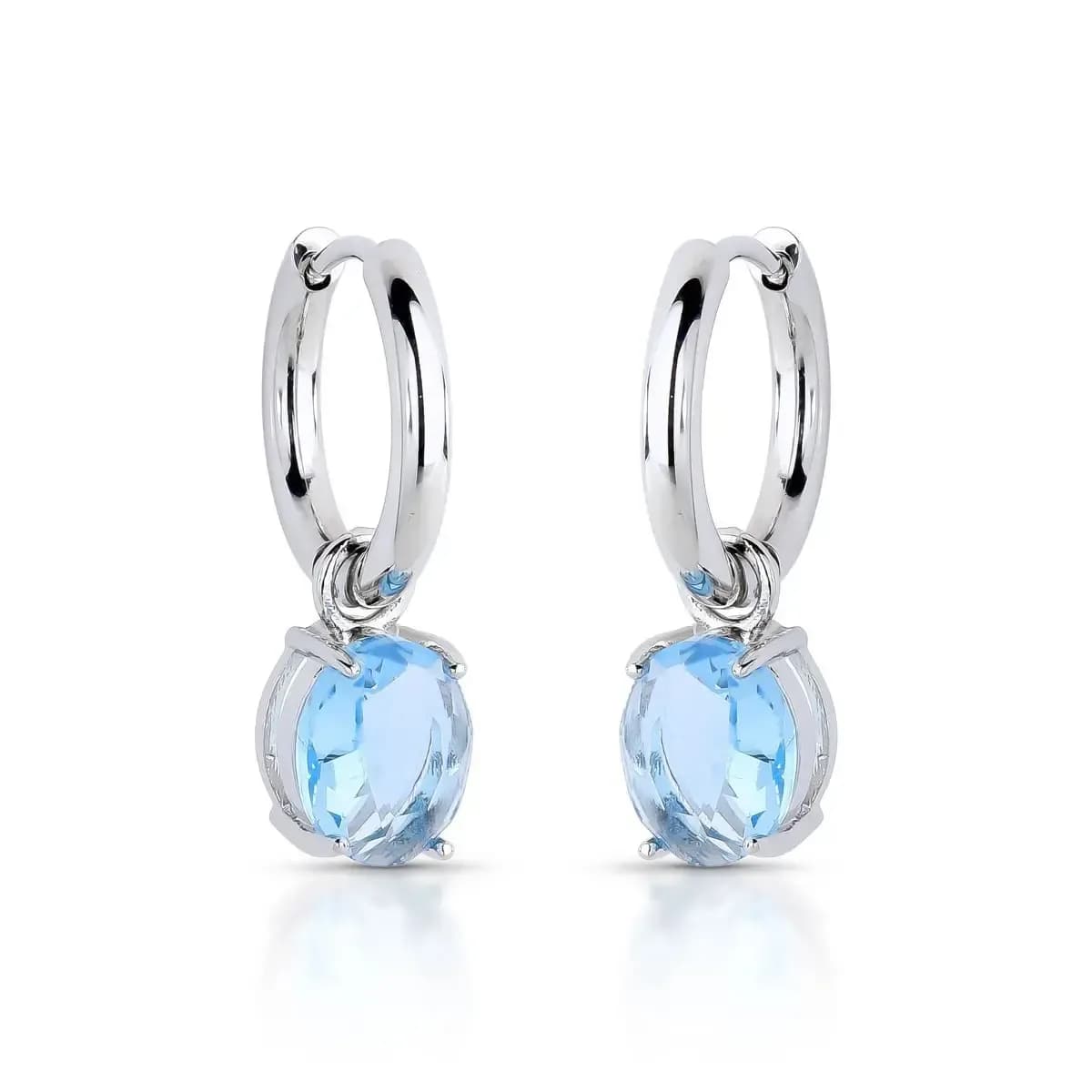 BRINCO ARGOLA CLICK PÊNDULO GEMA OVAL