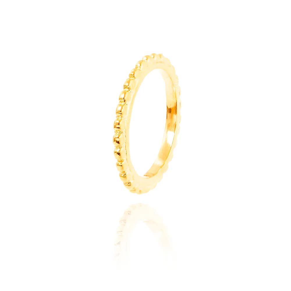Anel com Bolinhas Lisas Semijoia Ouro 18K