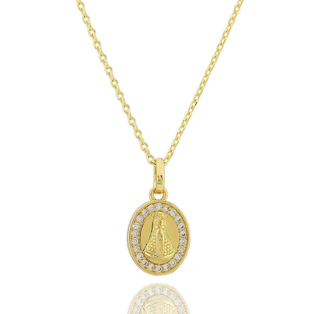 Colar com medalha oval de Nossa Senhora