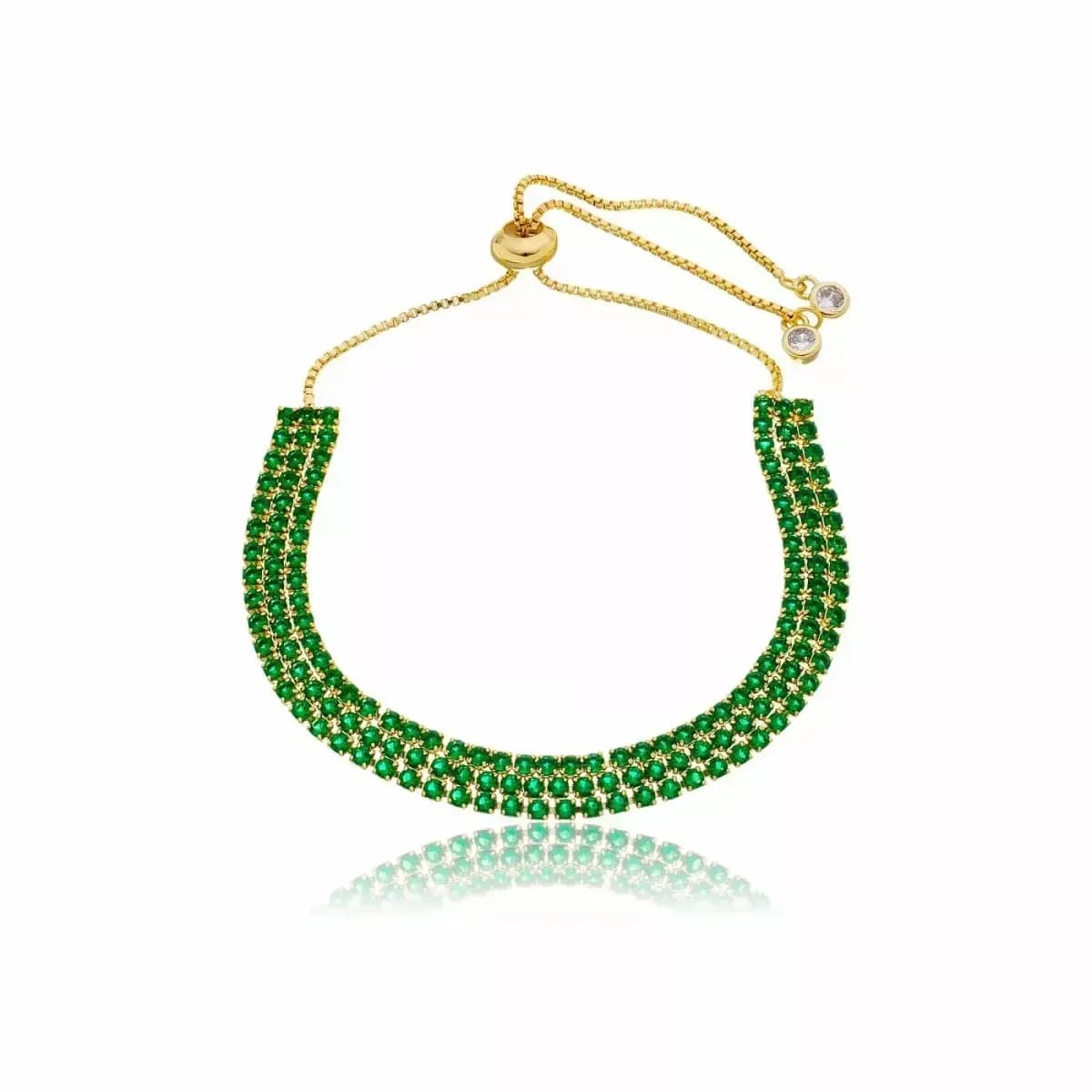 PULSEIRA RIVIERA TRIPLA CRAVAÇÃO EM ZIRCÔNIA E FECHO SHAMBALA
