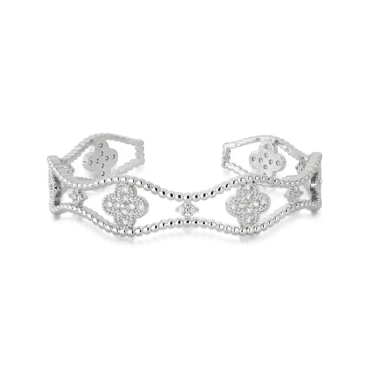 BRACELETE TREVO WAVES CRAVEJADO COM ZIRCÔNIAS
