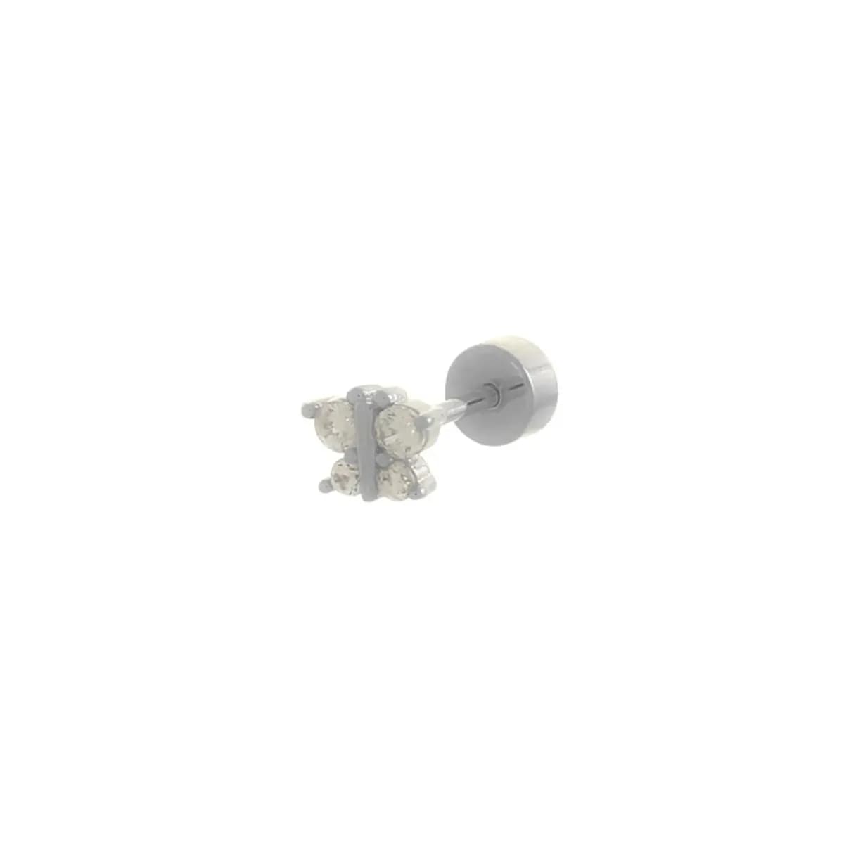 PIERCING FURO MINI BORBOLETA CRAVEJADO EM ZIRCÔNIAS NO CRISTAL EM AÇO CIRÚRGICO