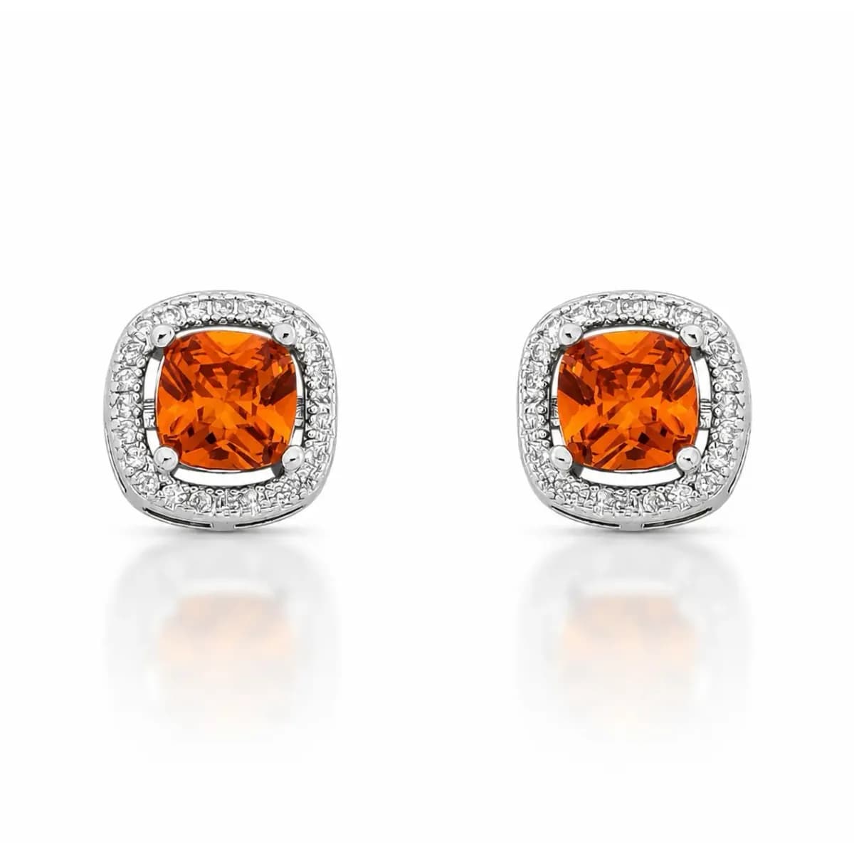 BRINCO LUX STONE CRAVEJADO - PINO EM PRATA 925 — Ban. Ródio Branco / Laranja Aperol