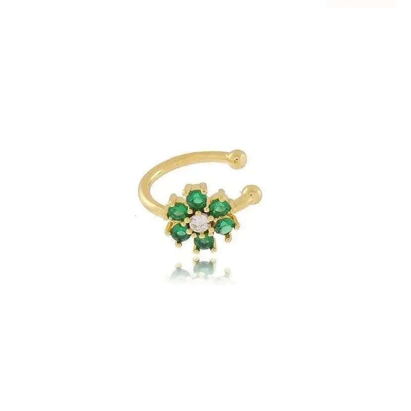 PIERCING FAKE FLORZINHA CRAVEJADO COM MICRO ZIRCÔNIA
