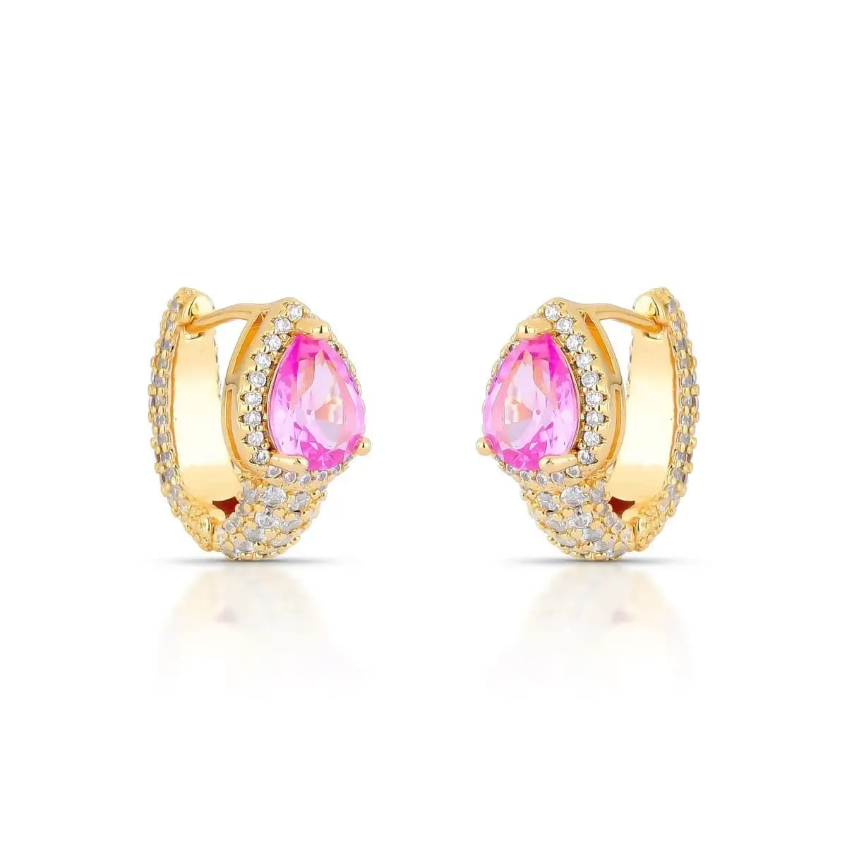 BRINCO ARGOLA ARTICULADA CLICK GOTA CRAVEJADA COM ZIRCÔNIAS