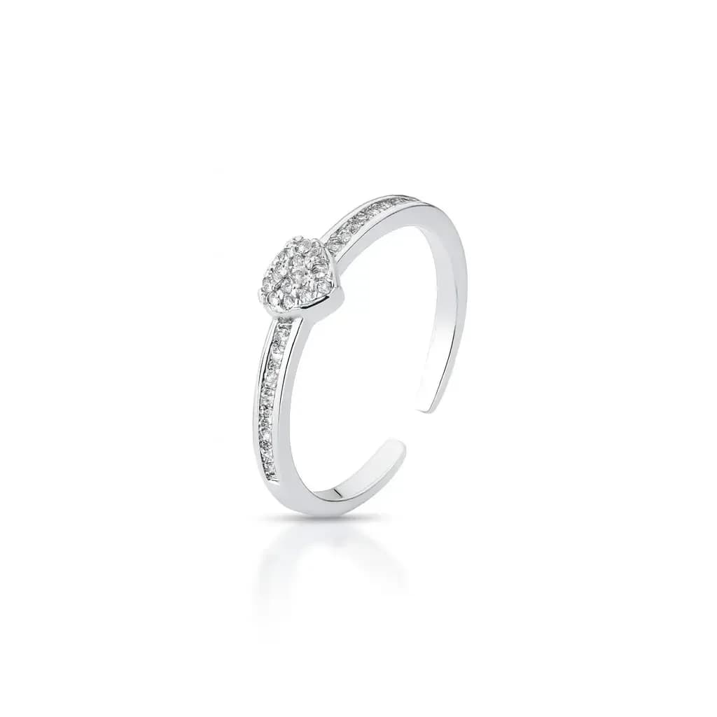 ANEL SWEET HEART CRAVEJADO COM ZIRCÔNIAS - AJUSTÁVEL