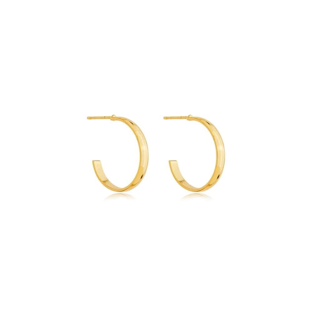 Brinco Argola Lisa Pequena Semijoia Ouro 18K